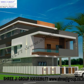 front elevation of house, bungalow, residential building in India